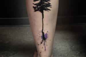 Lina Tattoo Calf Tree Purple Green Black