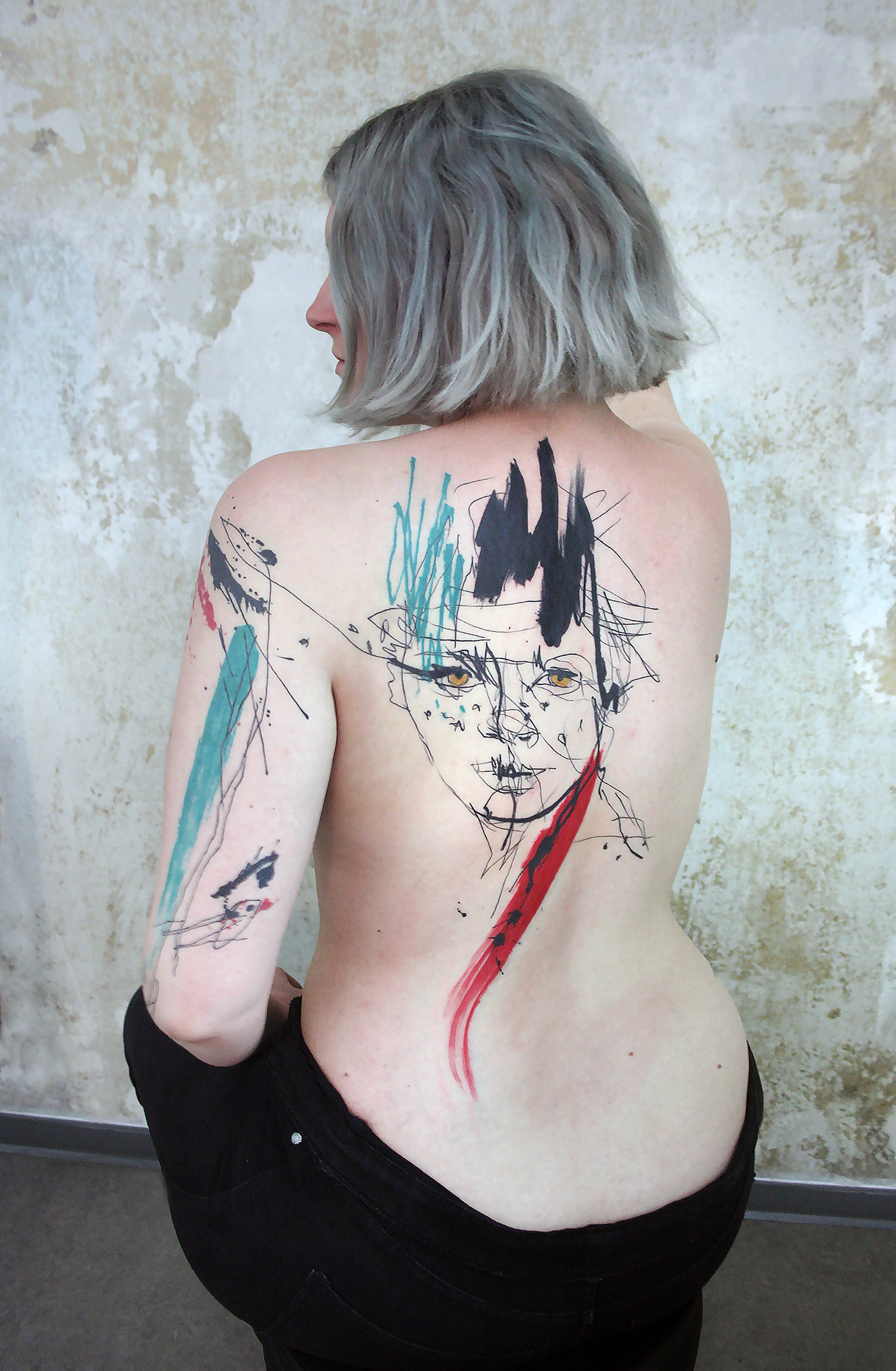 back tattoo on woman by Lina