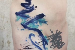 Lina Tattoo Hip Blue Green Black Strokes Splashes
