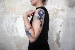 Lina Tattoo Upper Arm Forearm Black Blue Green