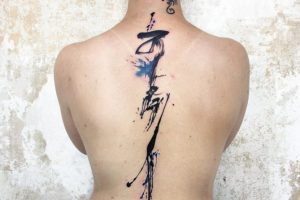 Lina Tattoo Back Line Strokes Splash Black Blue