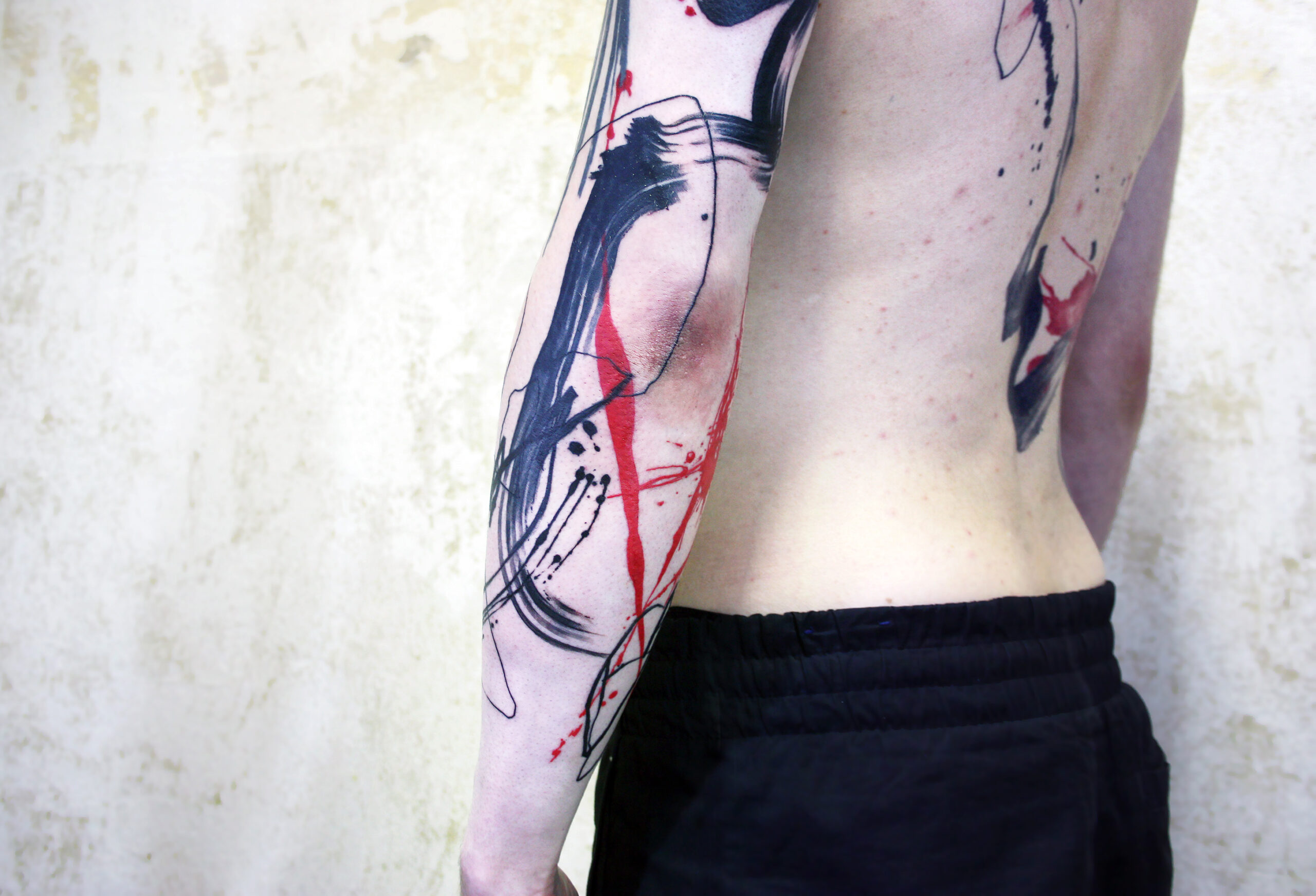 Abstract black smoke tattoo on the leg  Tattoogridnet